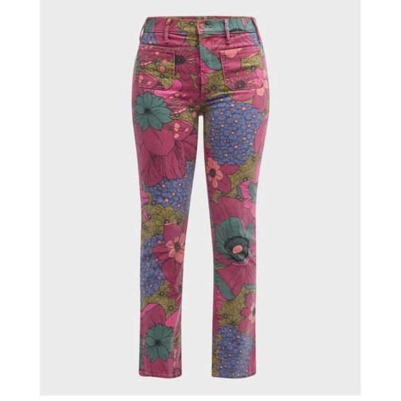 NEW MOTHER Patch Pocket Insider Flood Jeans in Psychic Floral Size 26 - Picture 6 of 6